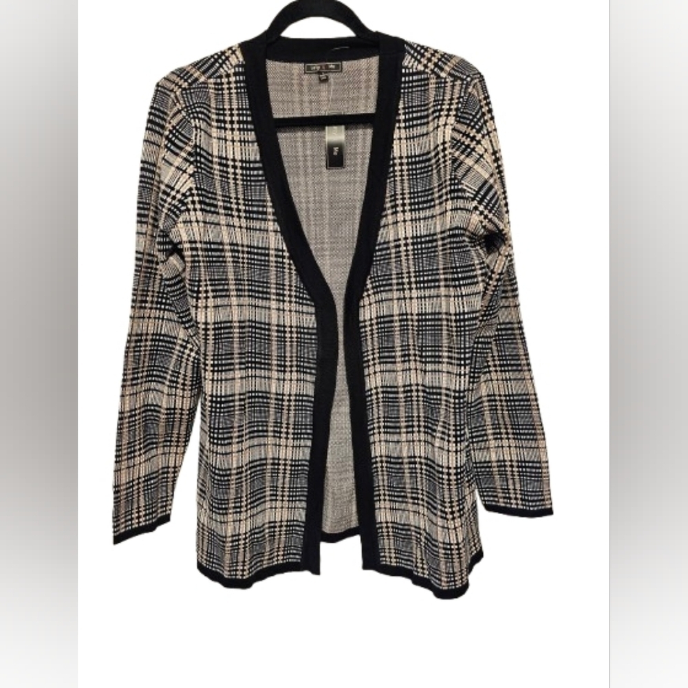 Lety & Me Plaid Open-Front Women's Sweater Women's Size Large New with tags